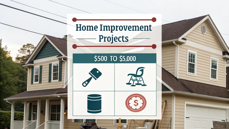 Infographic displaying installation costs for home improvement projects with icons and cost ranges