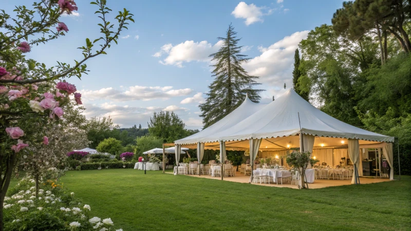 Elegant outdoor tent set up for an event