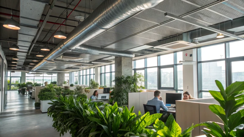 Modern office interior with ventilation system