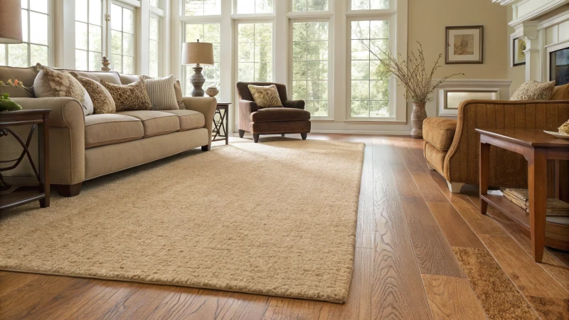 Cozy living room with different flooring options