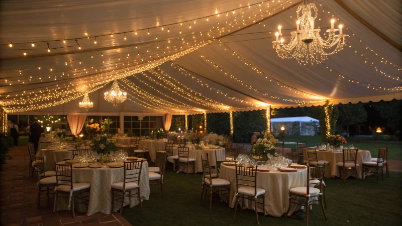 Elegant marquee tent interior for an evening event