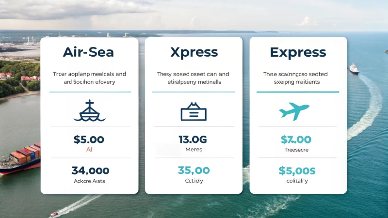 Infographic comparing shipping methods: air, sea, and express